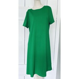Vicki Wayne Lime Green Shift Dress Womens Size Petite 12 - Stretchy - Cute Retro